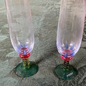 Exquisite pair of vintage Kosta Boda champagne flutes.